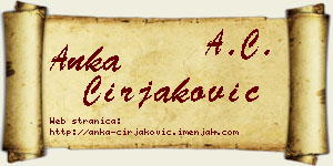 Anka Ćirjaković vizit kartica